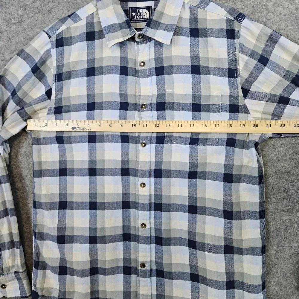 North Face Men's Blue Plaid Button Up Long Sleeve Shirt Size M Outdoors Preppy‎